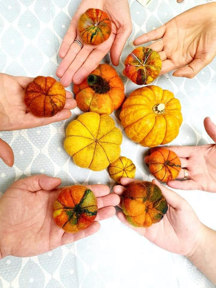ADULT TICKET Pumpkin wet felting class felting workshop at Wool & Silk Art Studio