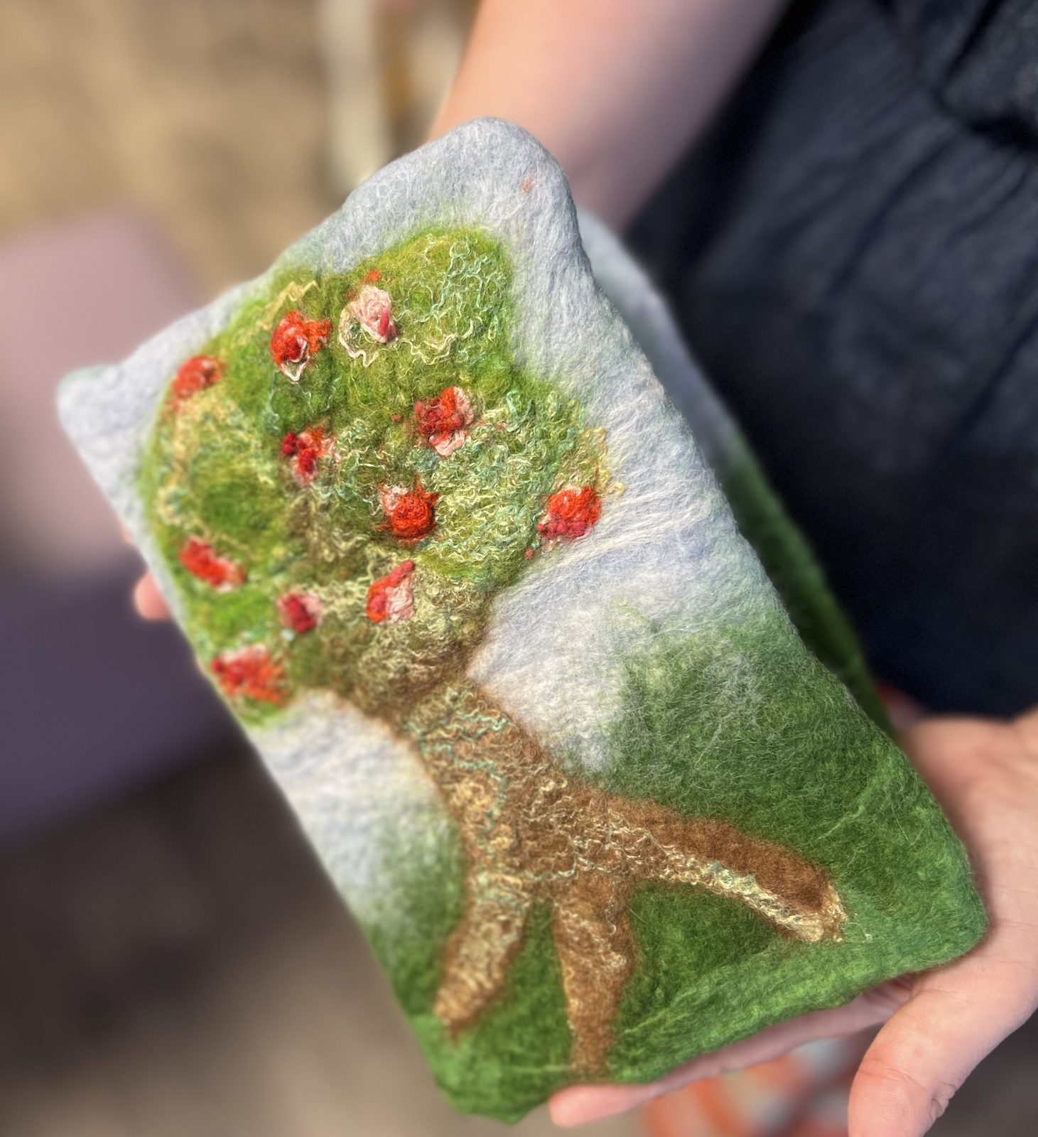 Book Cover Wet Felting felting workshop at Wool & Silk Art Studio